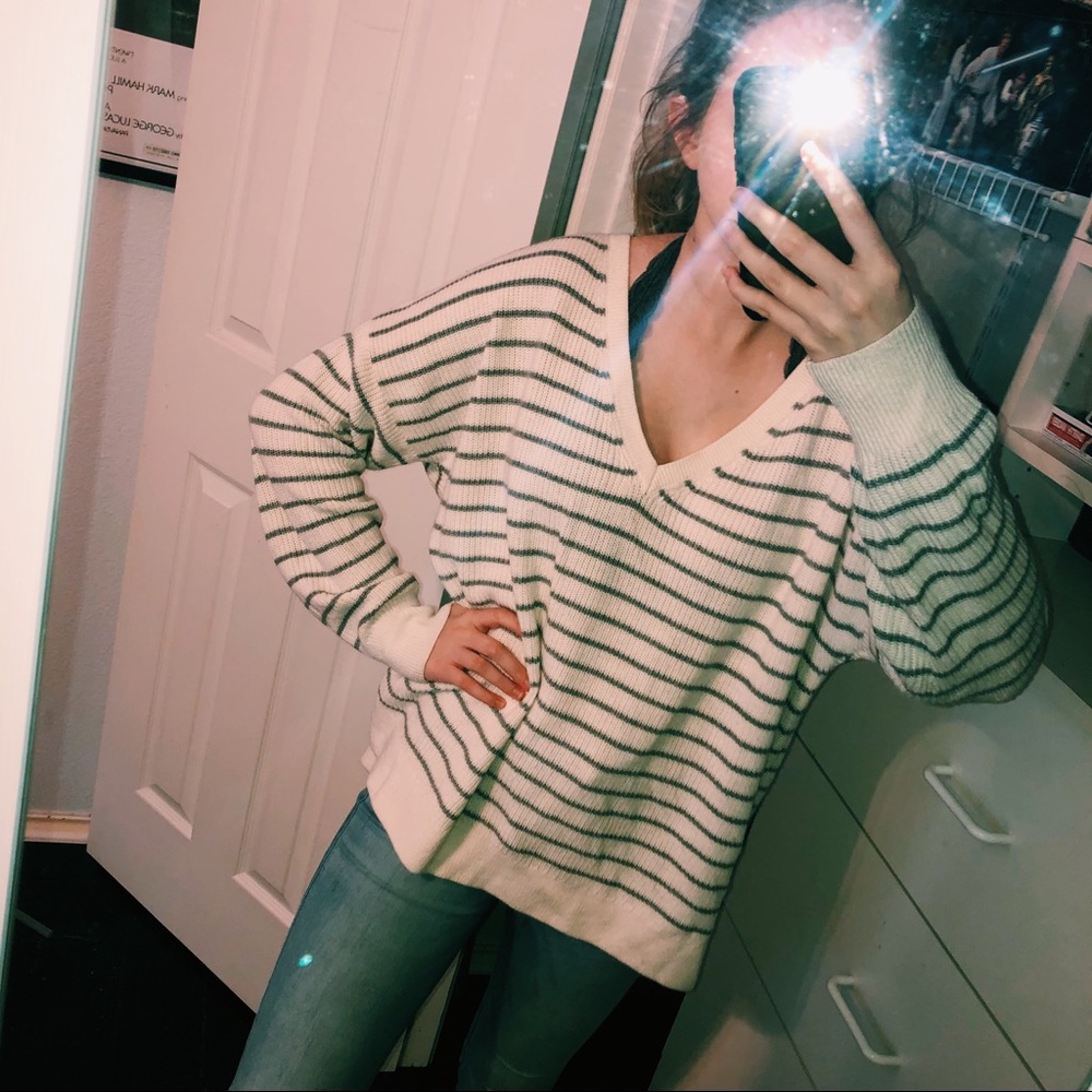 Striped V-Neck Sweater